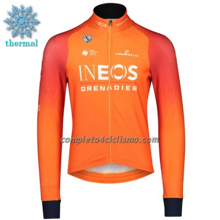 Maglia 2022 INEOS Grenadiers Manica Lunga Winter Invernale Arancia Maglia 2022 INEOS Grenadiers Manica Lunga Winter Invernale Arancia